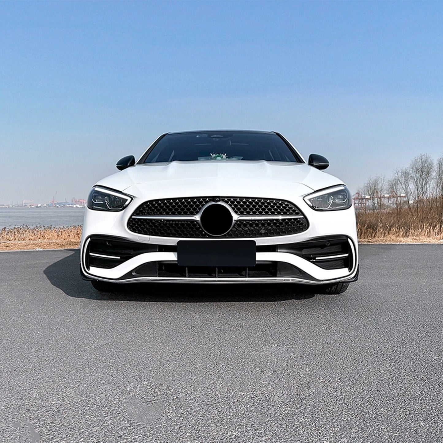 4 x Black Front Bumper Side Covers + DRL for Mercedes Benz C W206 (2022-2024)