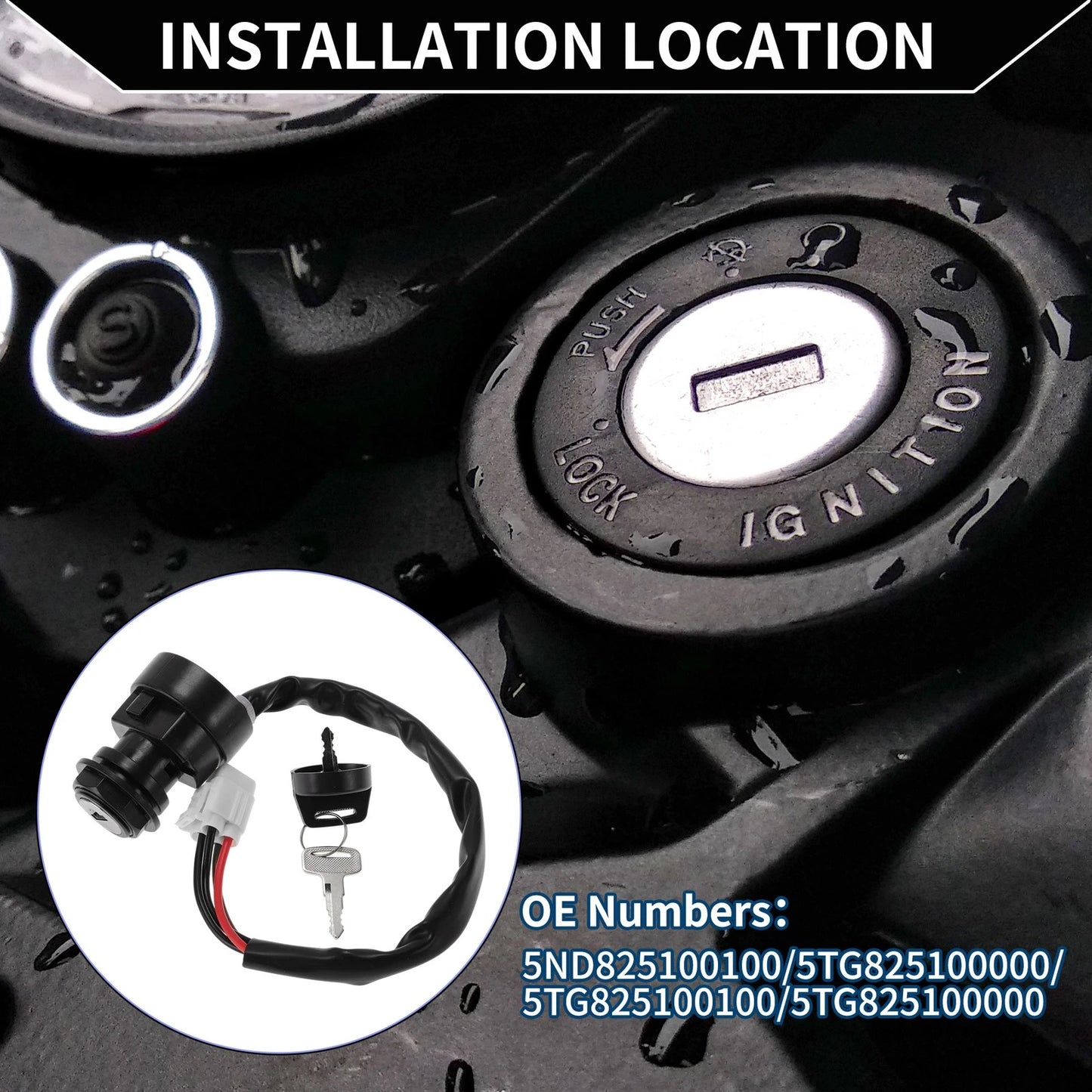 Ignition Key Switch for Yamaha YFZ450 (2004-2009, 2012-2013)