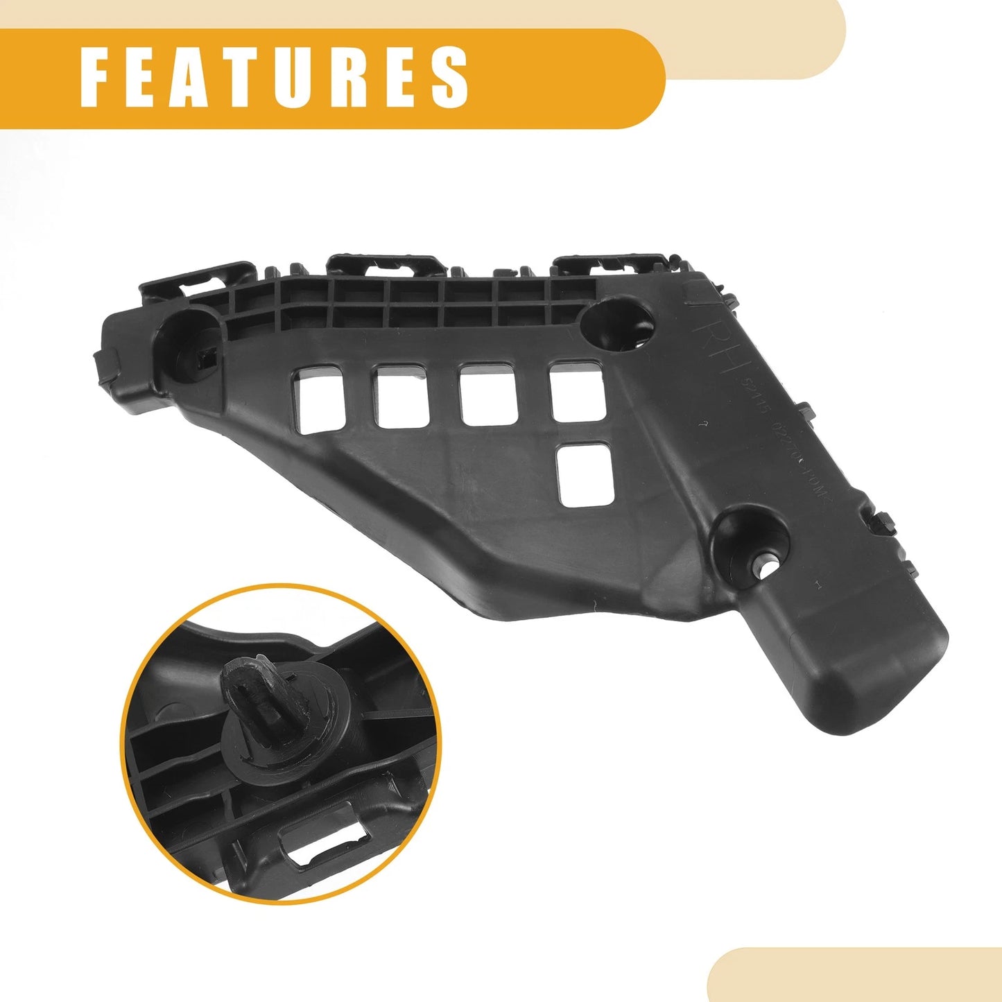 RH Front Bumper Support Bracket for Toyota Corolla (2014-2016) 1 x Black
