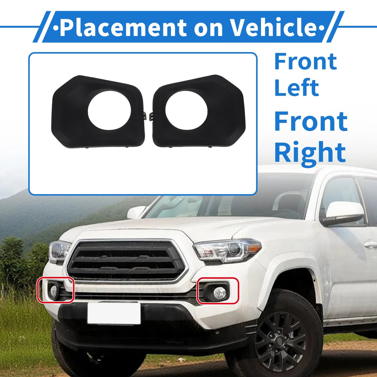 Front Bumper Fog Light Cover Black ABS for Toyota Tacoma