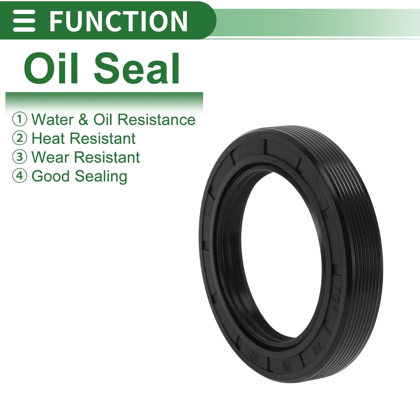 Oil Seal Seal Ring Rotary Shaft Seal NBR Rubber 48x70x12mm Black for Car