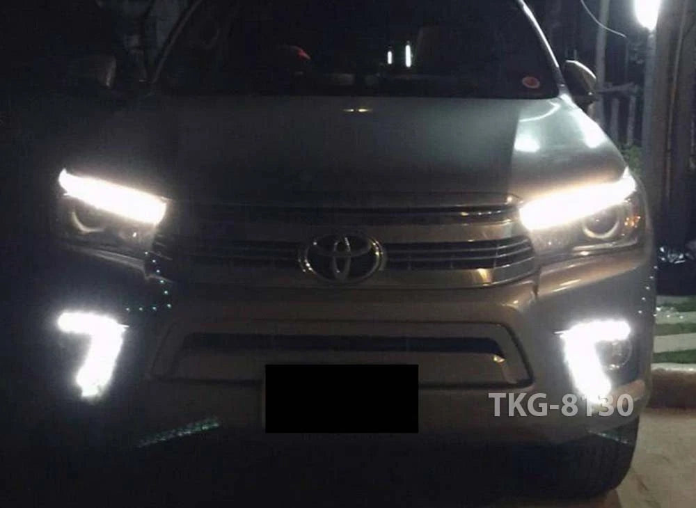 Fog Lights Covers L.E.D for Toyota Hilux 1kd2WD (2015-2017)