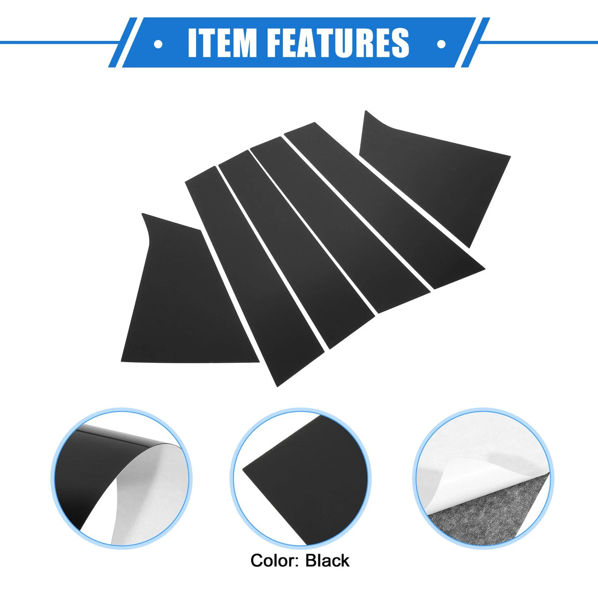 6 x Pillar Posts Window Trim Cover for Chevrolet Malibu (2016-2021) Black