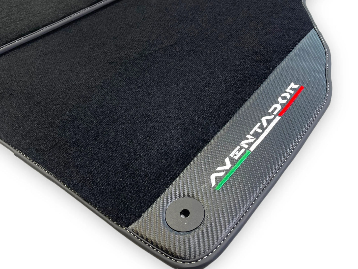 Black Floor Mats for Lamborghini Aventador 2012-2022 with Carbon Fiber Leather