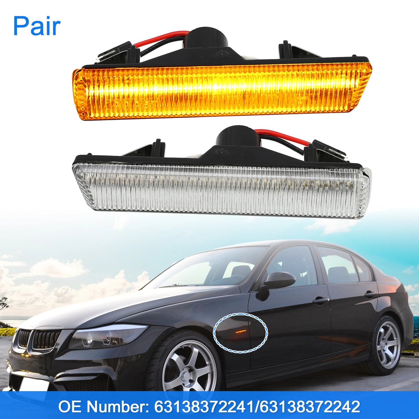 Clear LED Side Marker Lights for BMW E36 (1992-1999)