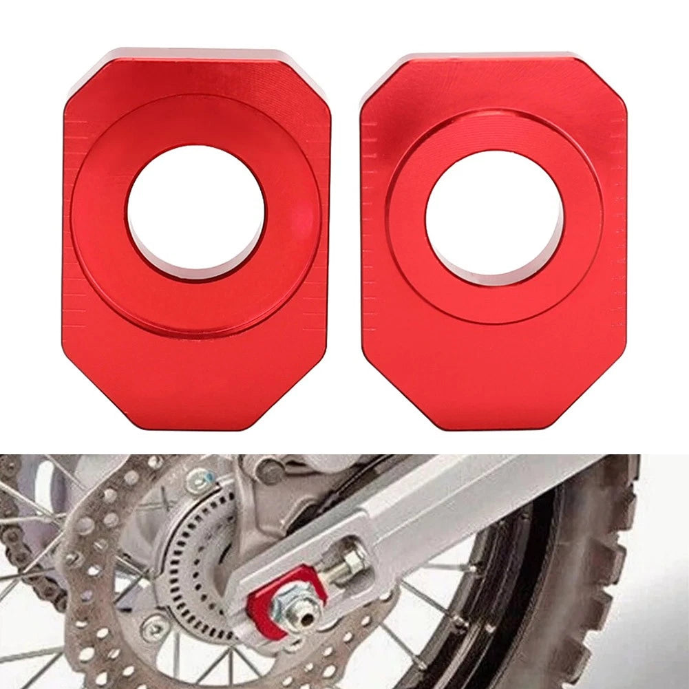Red CNC Rear Axle Blocks Chain Adjusters for HONDA CRF 300L Rally (2021-2023)