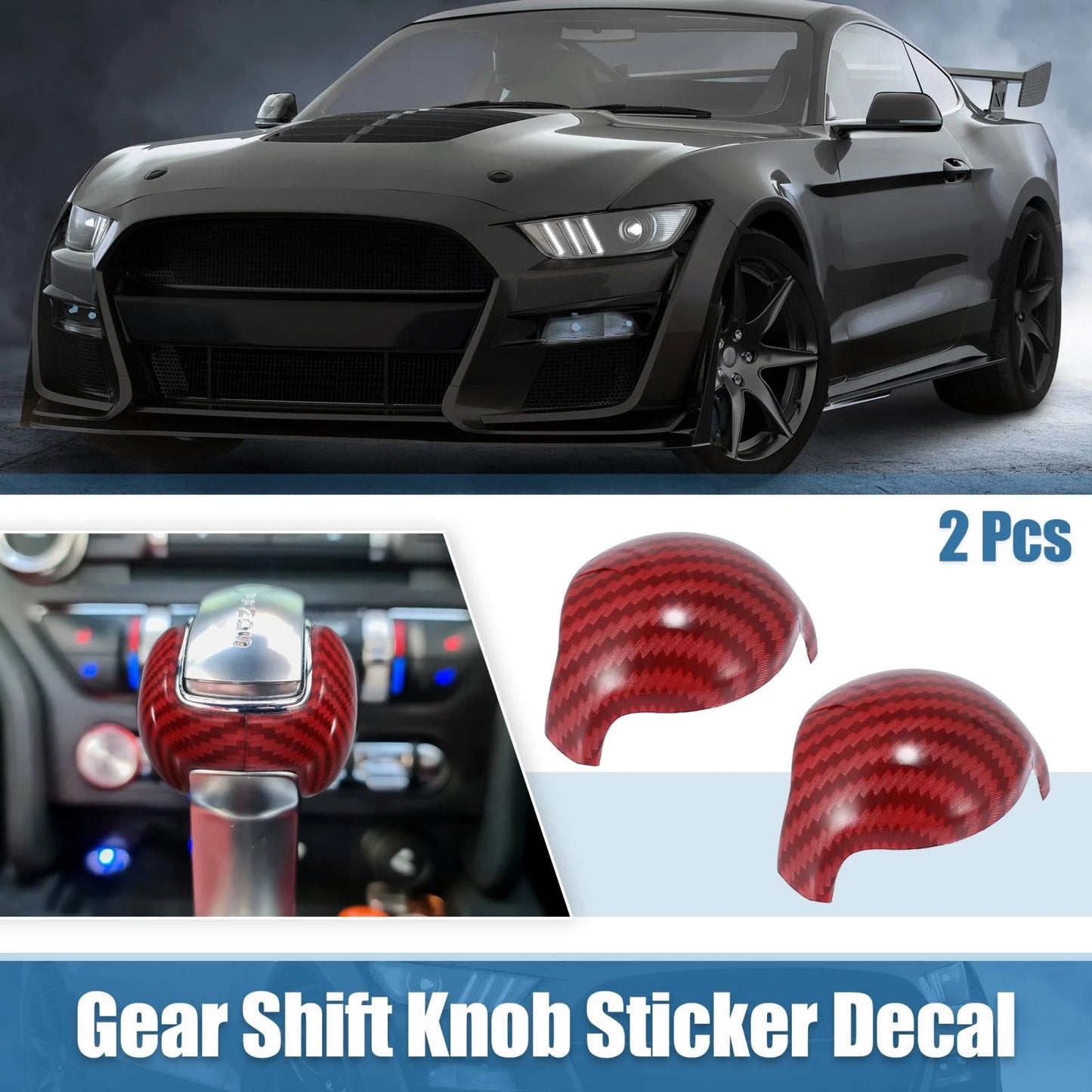 Gear Shift Knob Covers for Ford Mustang (2015-2022) Red