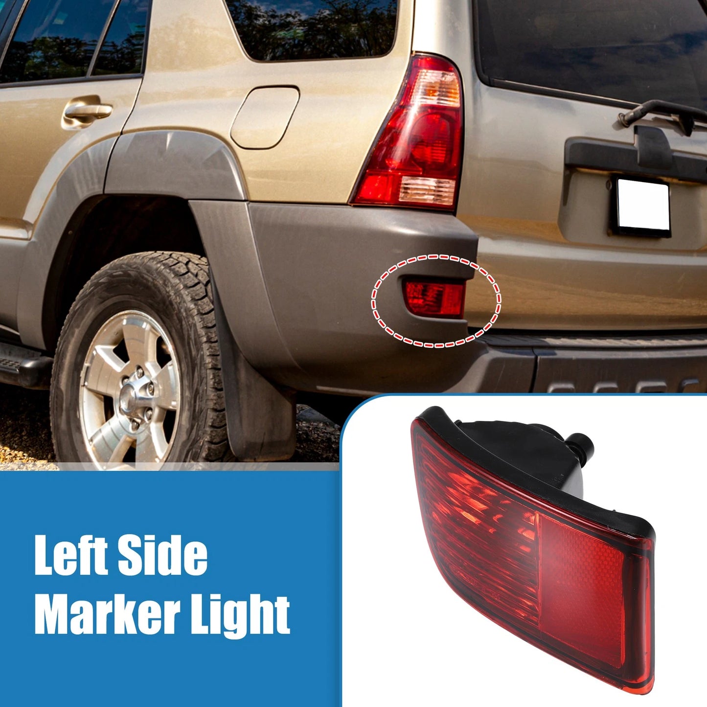 Left Side Rear Bumper Reflector Tail Light Lamp for Toyota 4Runner (2003–2005)