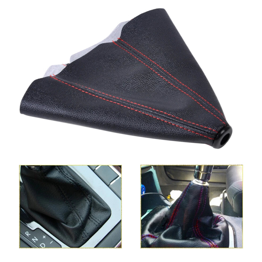 Black PVC Leather Manual Auto Gear Shifter Boot Cover for Universal Cars