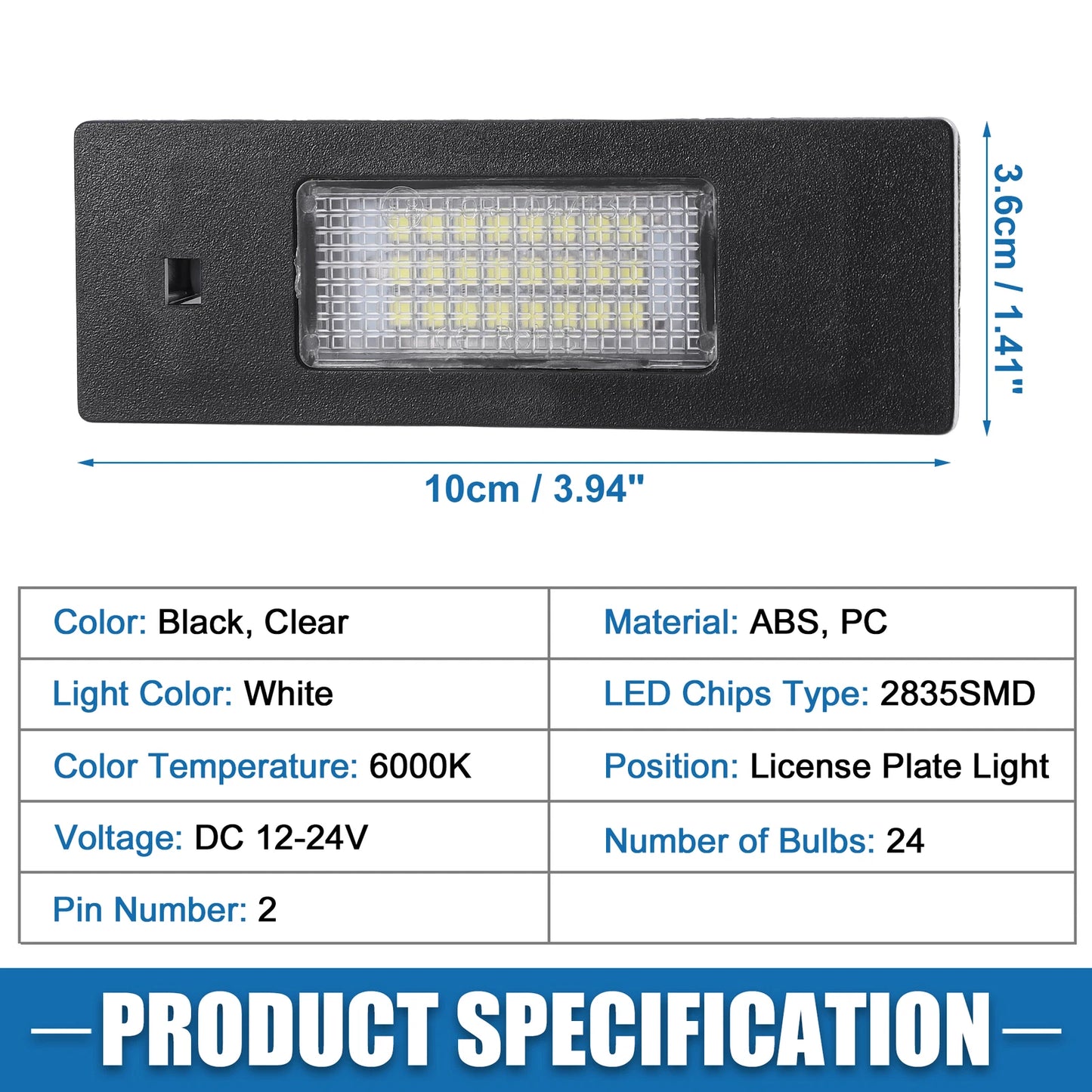 White LED License Plate Light Assembly for BMW (2011-2019)