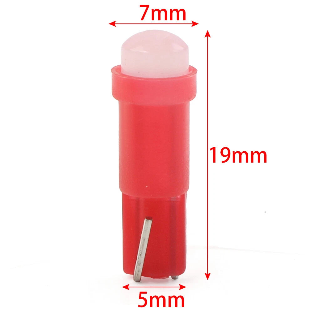 T5 LED Red Light Indicator Bulb for Car Dashboard Gauge Lamp (Fits Various Models)
