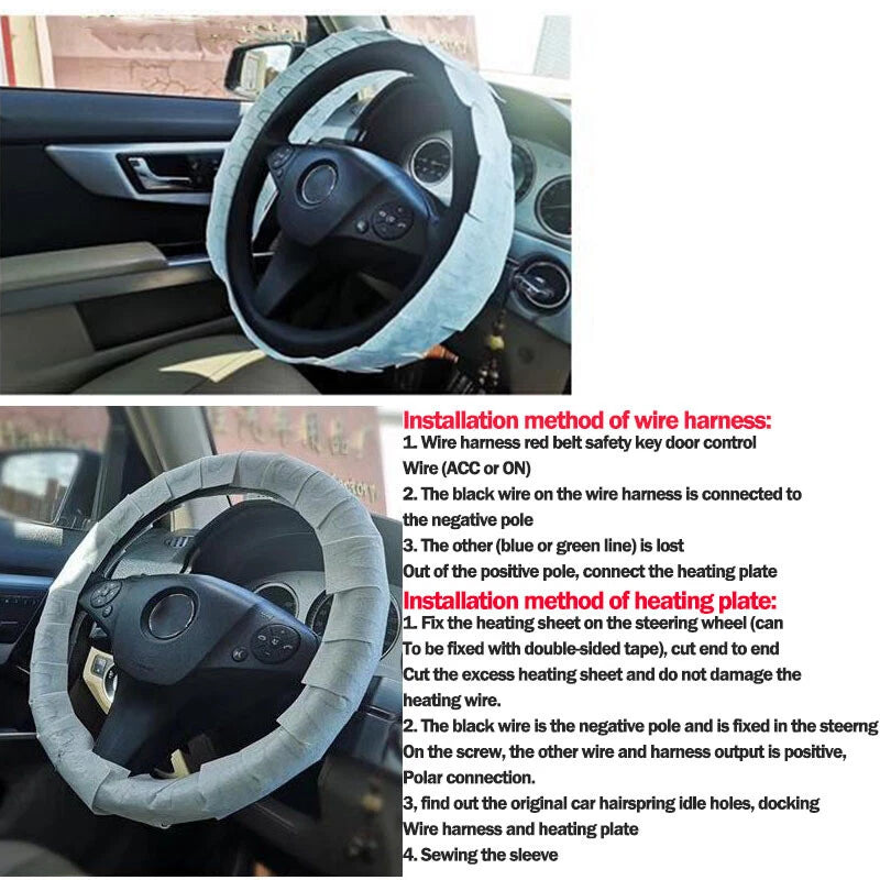 12V Steering Wheel Heater for Car/Truck Adjustable Heating Winter Heated Pad