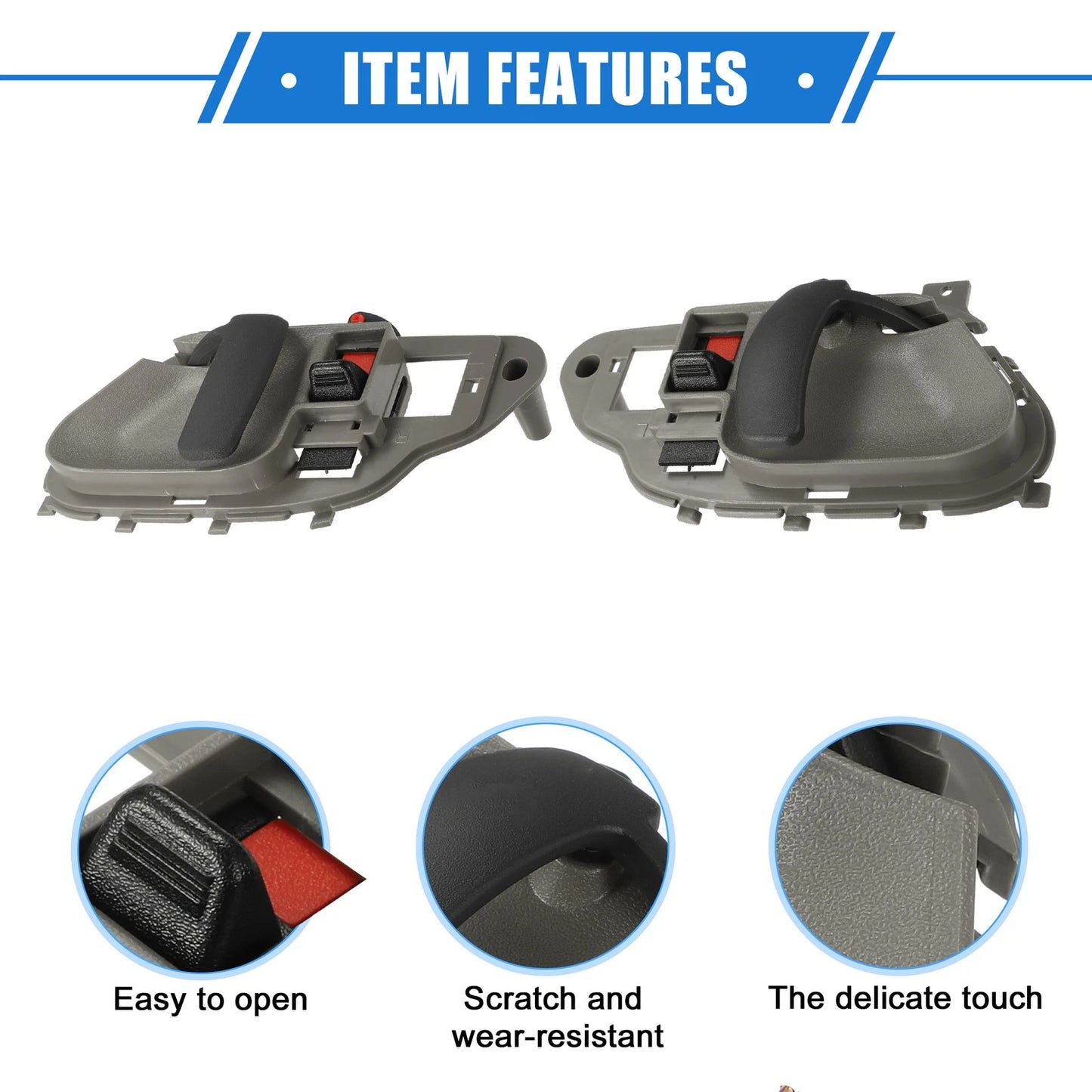 4 Pcs Interior Door Handle and Bezel for Chevy C1500 Suburban Gray