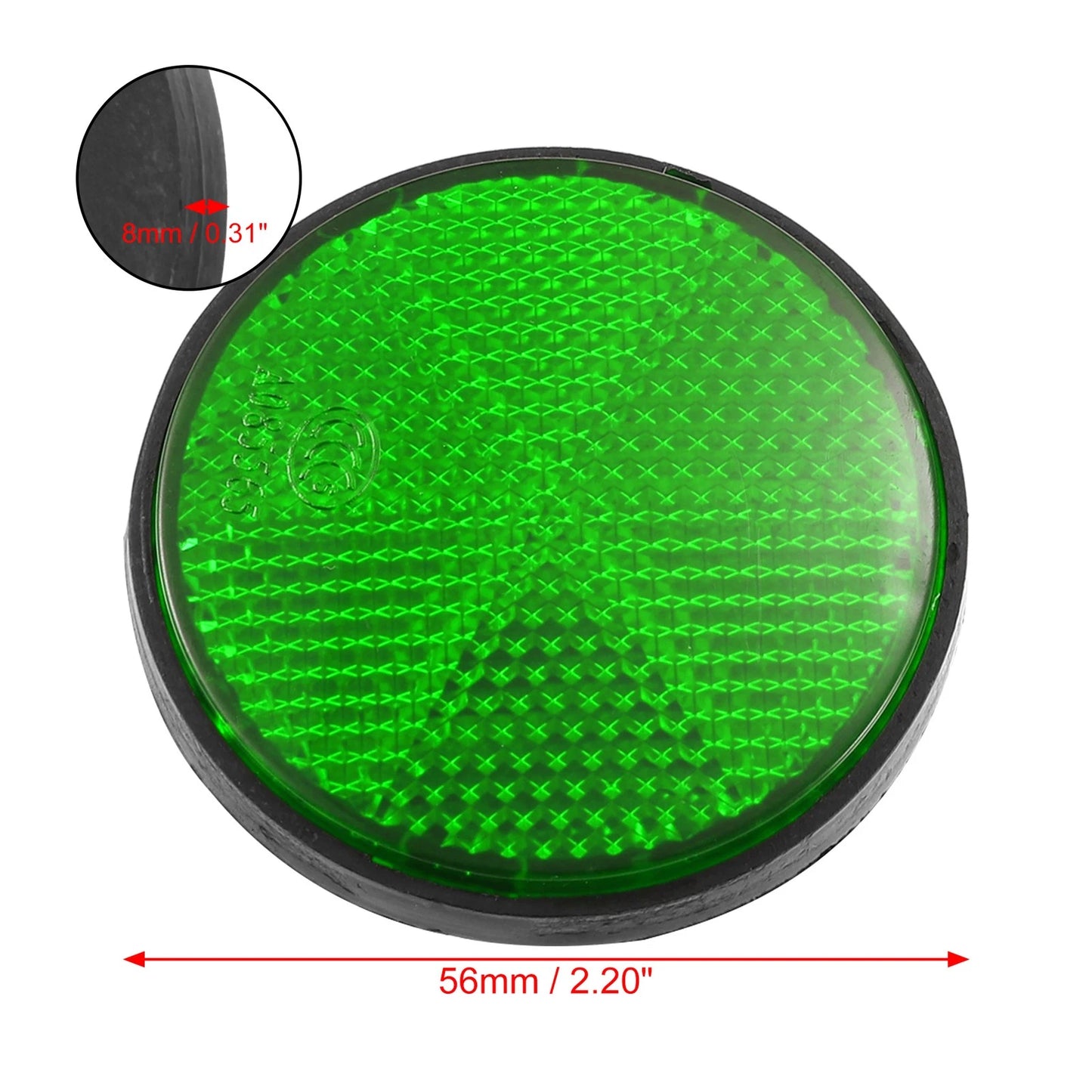 2 x 56mm Green Universal Round Reflective Self Adhesive Reflector