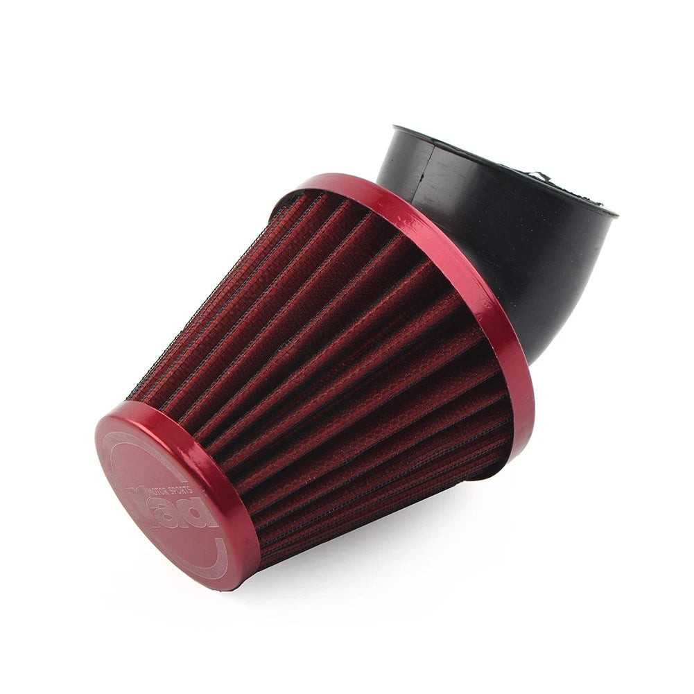 48mm Air Intake Filter Cleaner for Motorcycle - Rubber Bend Inlet, Stainless Steel Mesh