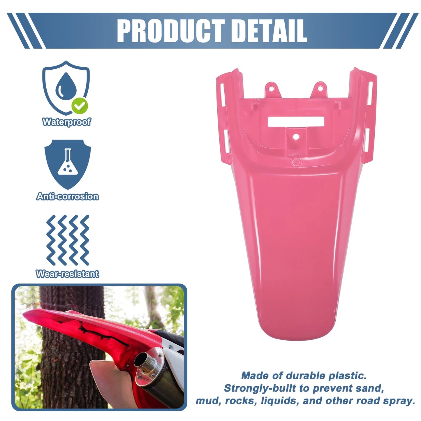 Motorcycle Rear Tail Mud Guard Fender Pink 50cc 70cc 110cc for Honda XR50 CRF50