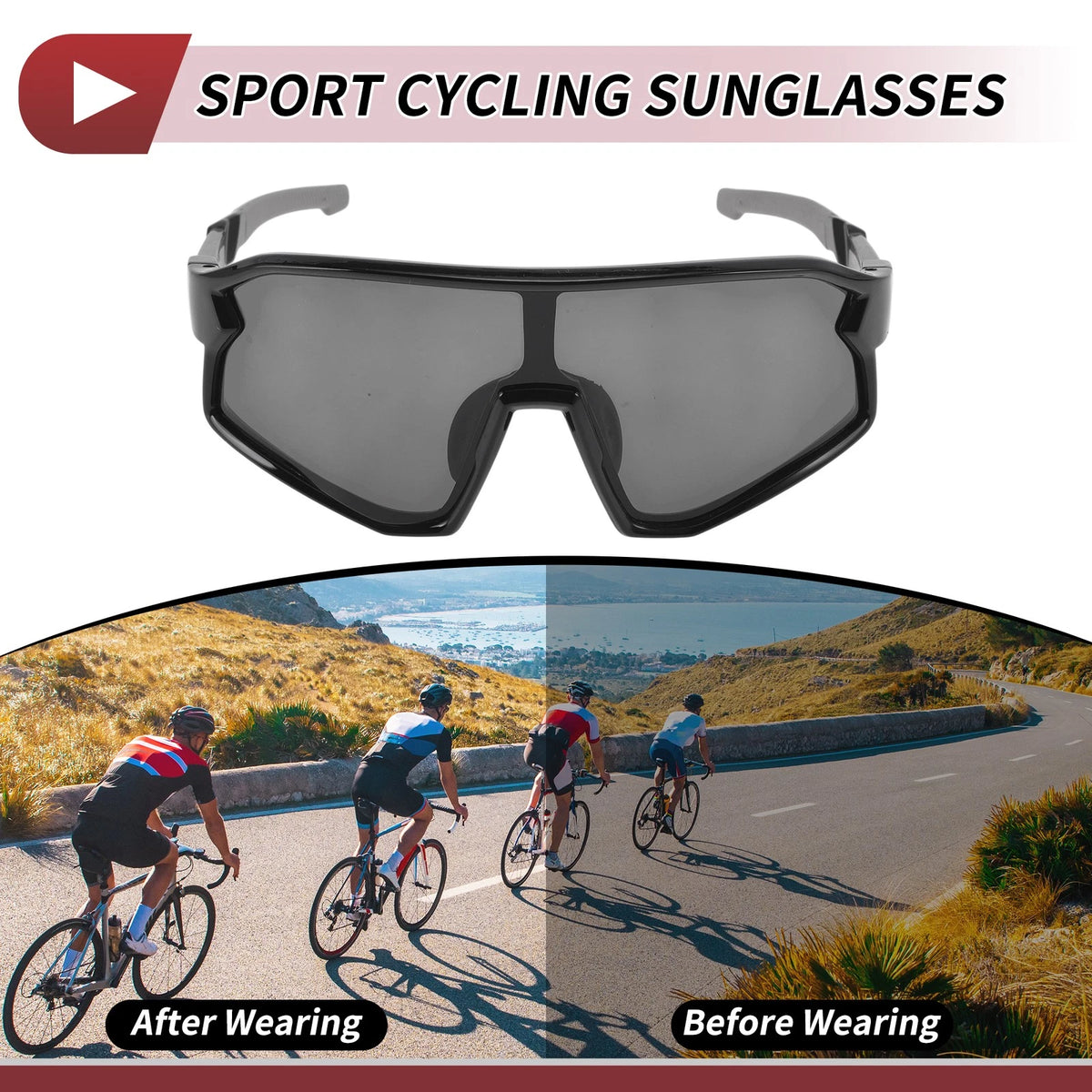 Motorcycle Riding Goggles Black Lens Black Gray Frame Triacetyl Cellulose