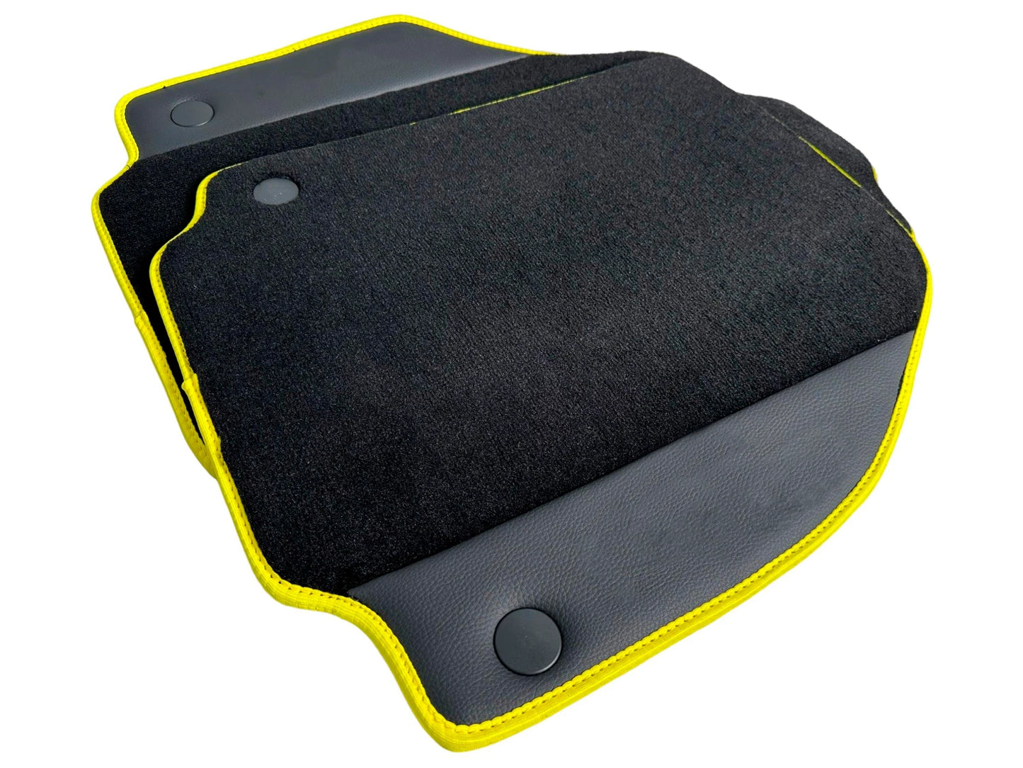 Floor Mats for Ferrari 488 GTB Black Tailored Carpets with Yellow Trim (2015-2020)