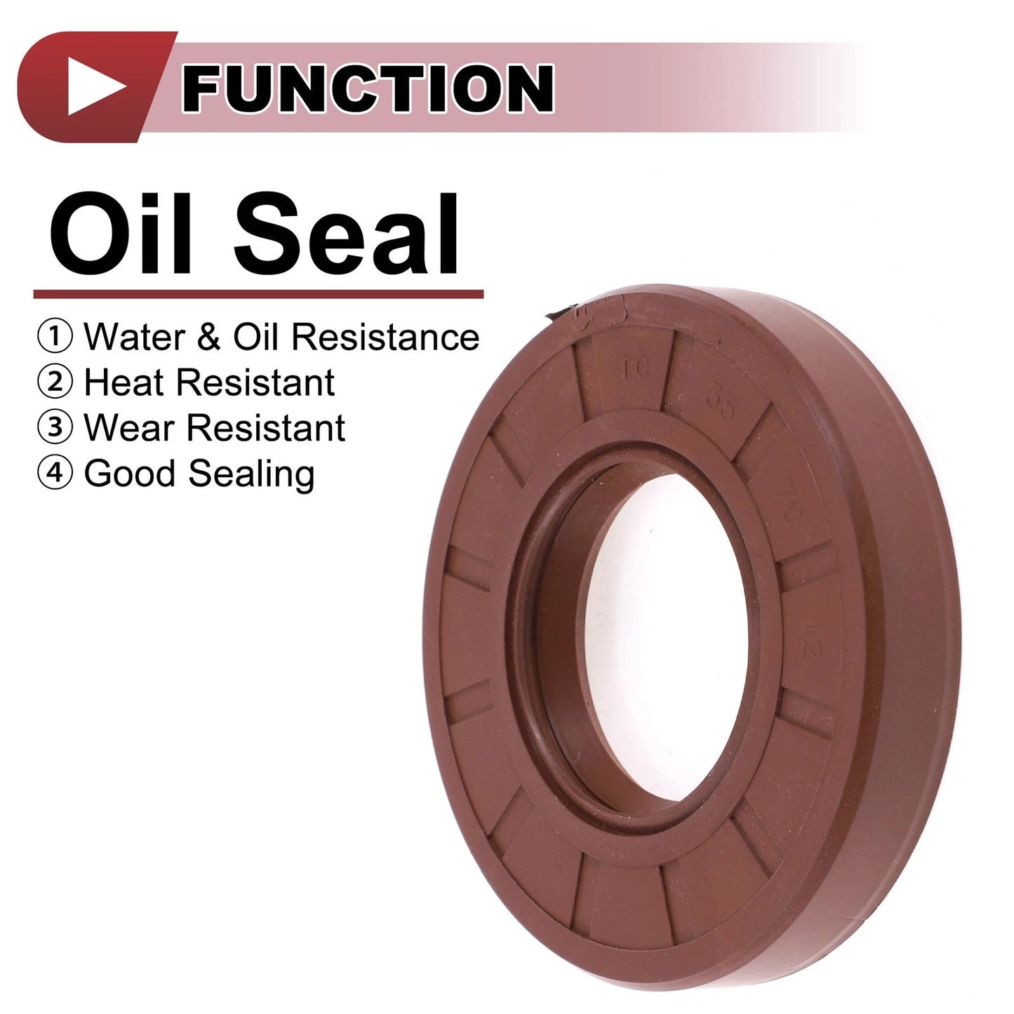 Oil Seal 2 x Seal Ring Rotary Shaft Seal FKM Rubber 35x70x12mm Brown
