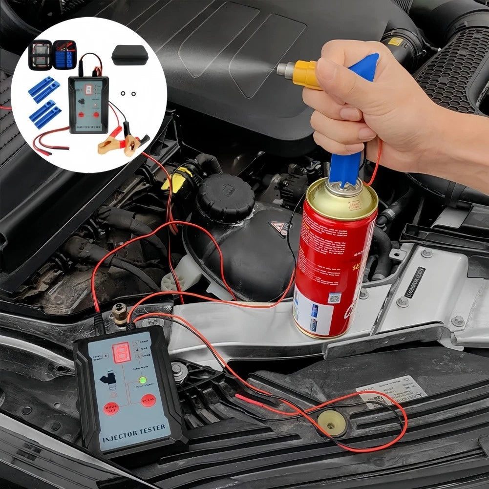 8 Pulse Mode Fuel Injector Tester with 4-Size Adapters Dual Channel Design