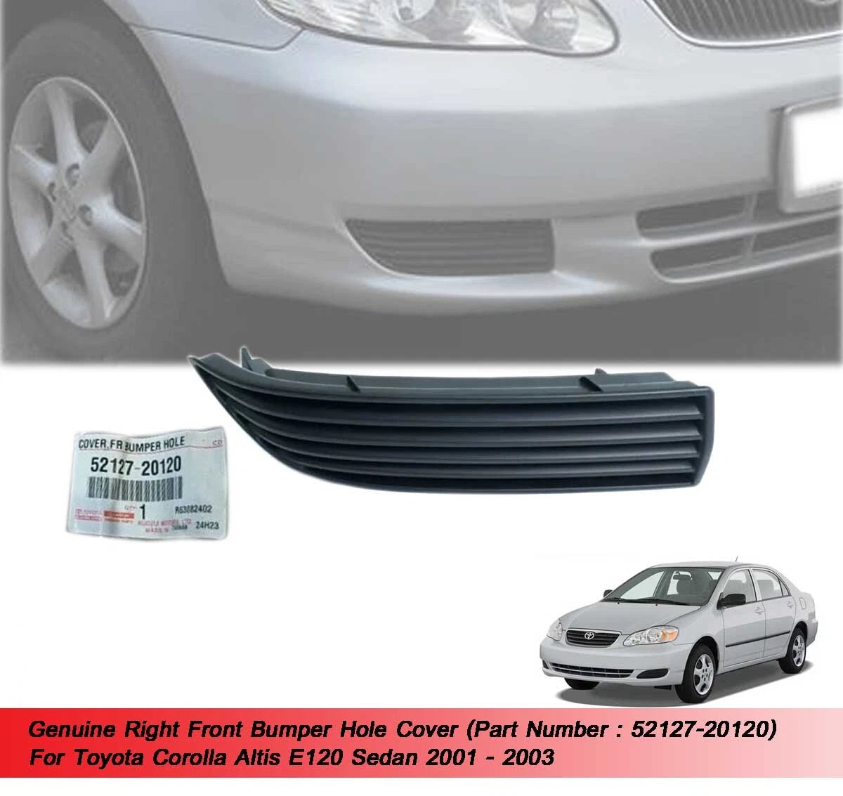 Front Bumper Cover for Toyota Corolla Sedan (2001-2003)