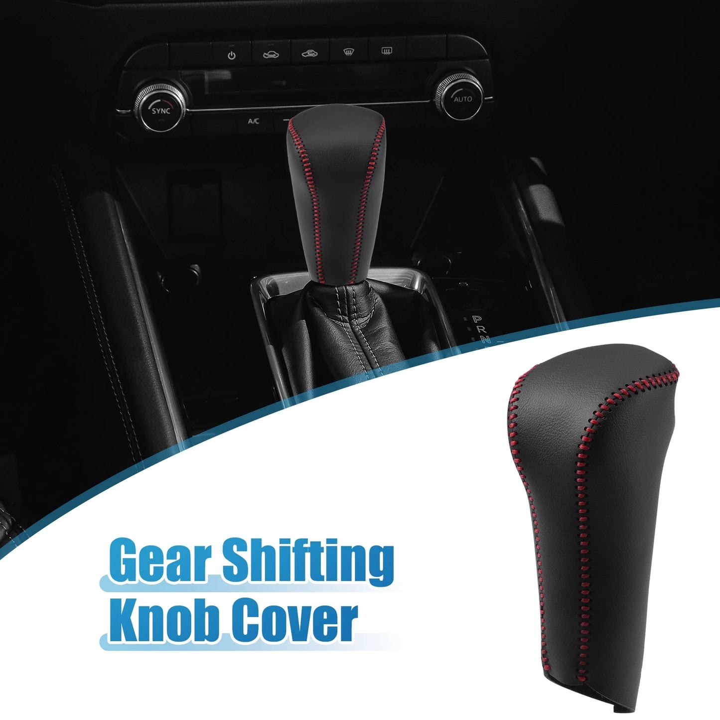 Gear Shift Knob Cover for Honda Civic (2006-2011) Black Red Stitches