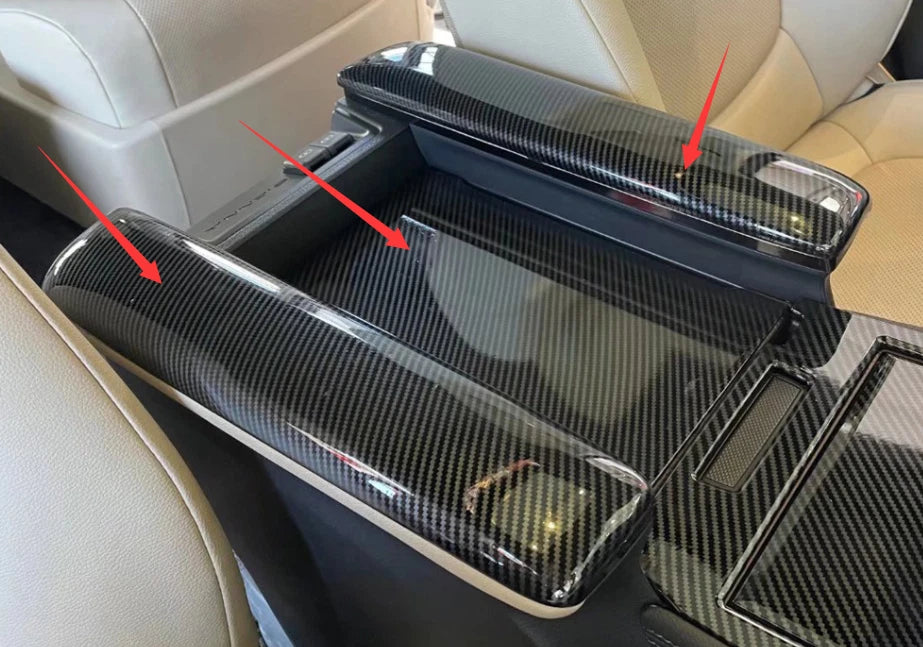 Box Cap Center Armrest Cover Trim for 2021-2023 Toyota Sienna 3 x Carbon Fiber
