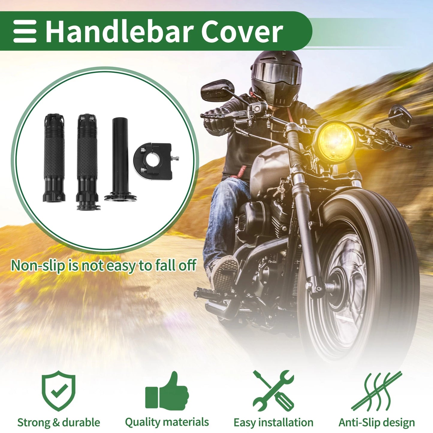 7/8" 22mm Motorcycle Hand Grips Cover Kit Handlebar Polka Dot Pattern