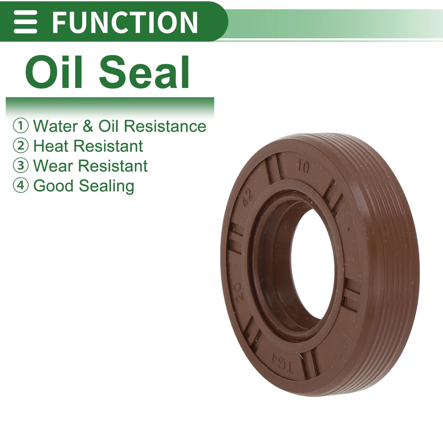 Oil Seal FKM Rubber 20x42x10mm High Pressure Brown 5 pcs
