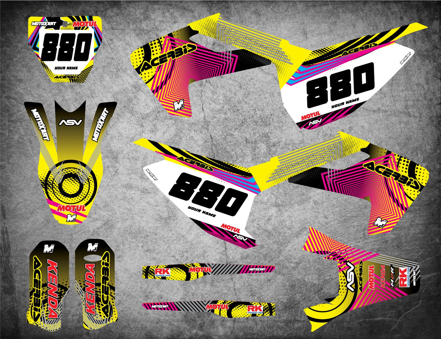 Custom Graphics Full Kit for Husqvarna TC 125 (2016-2018) NEON Style Stickers