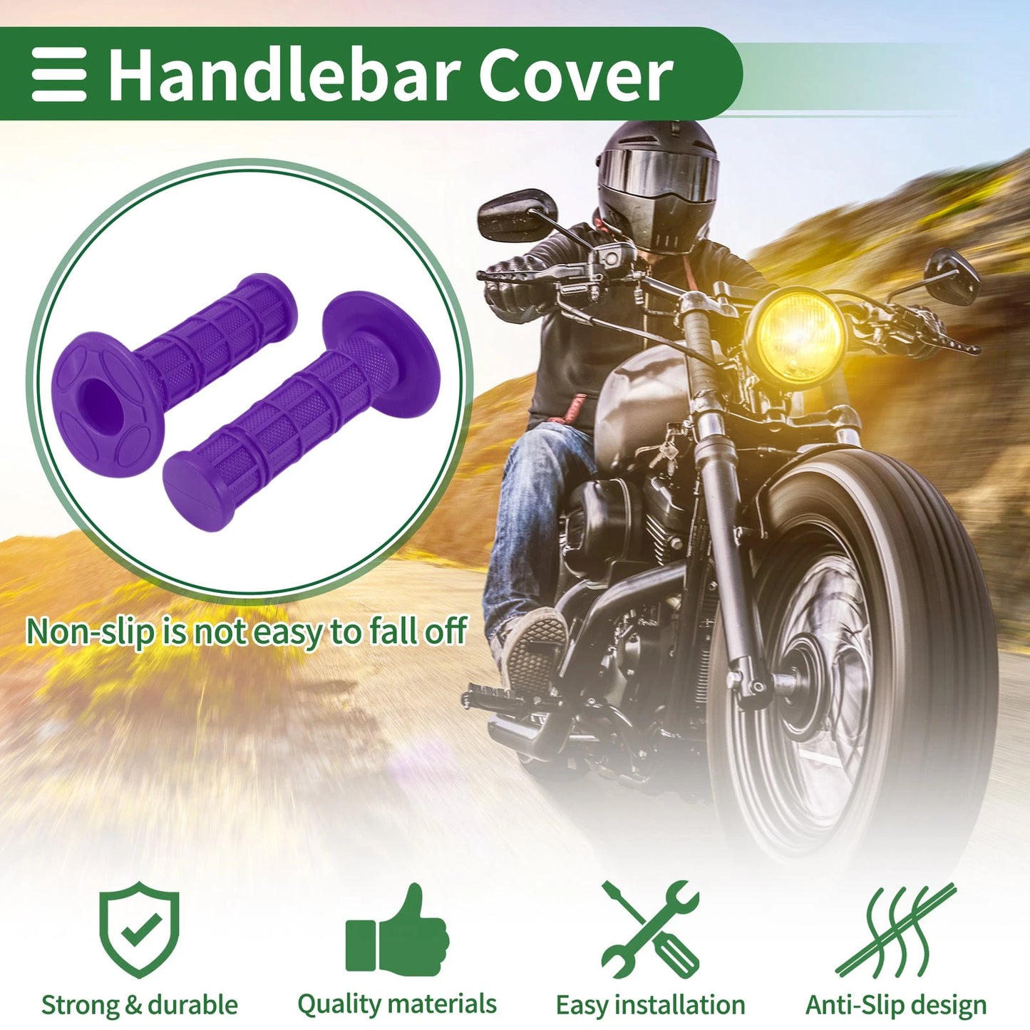 7/8" 22mm Hand Grips Cover Purple Checkered for Motorcycle
