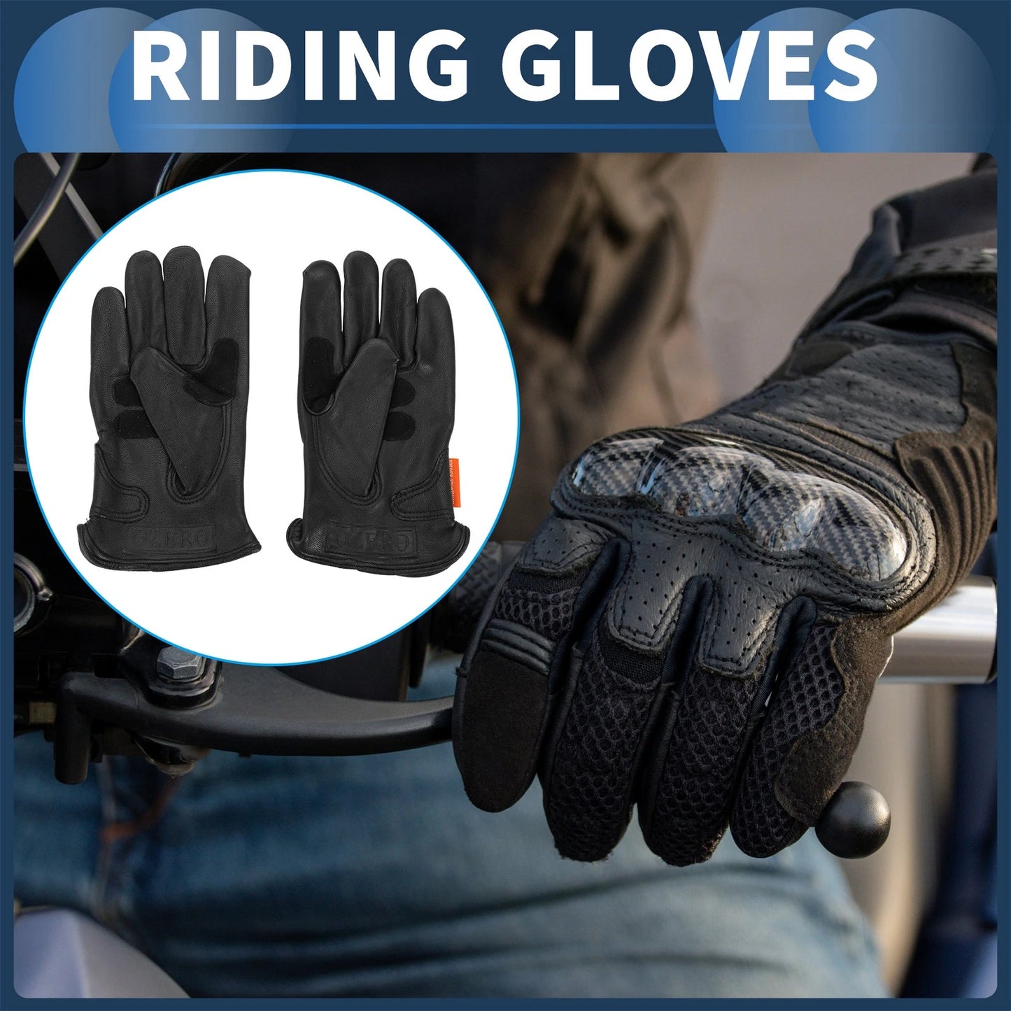 1 Pair Motorcycle Gloves Sheep Leather Cycling Riding Gloves XL Black