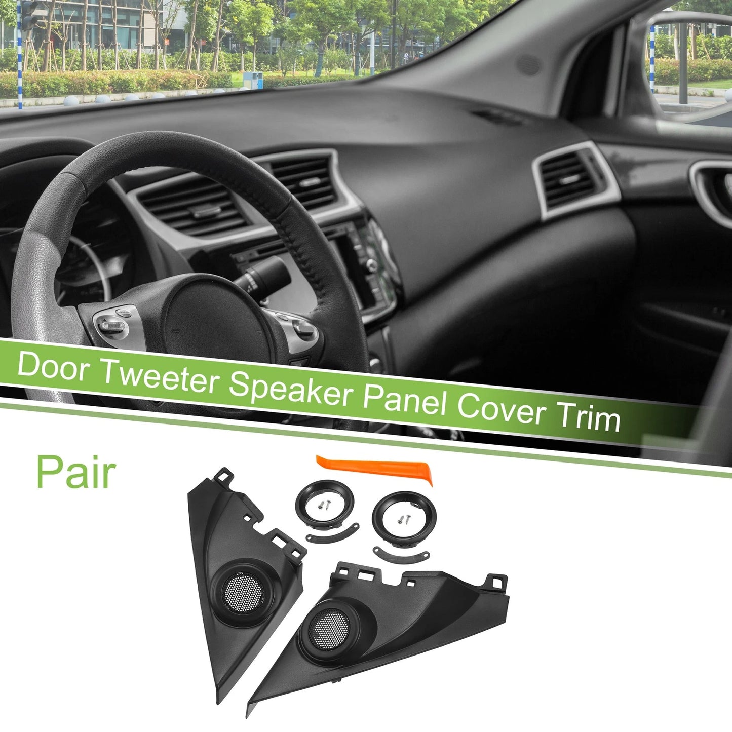 A Pillar Door Tweeter Speaker Cover Trim for Honda Civic (2016-2019) Black
