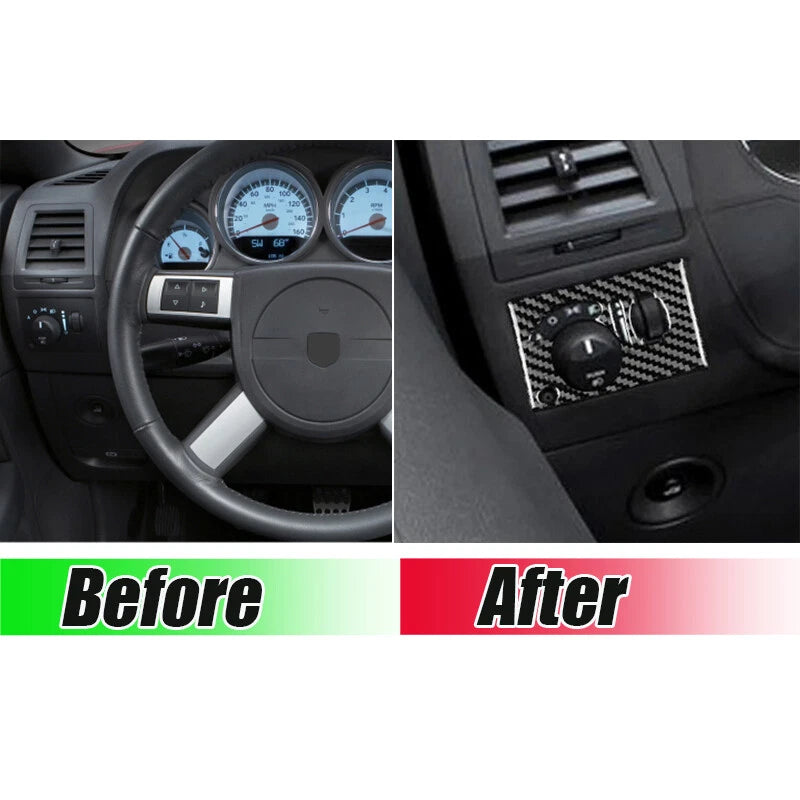 Carbon Fiber Headlight Switch Panel Cover Trim for Dodge Challenger (2008-2014)