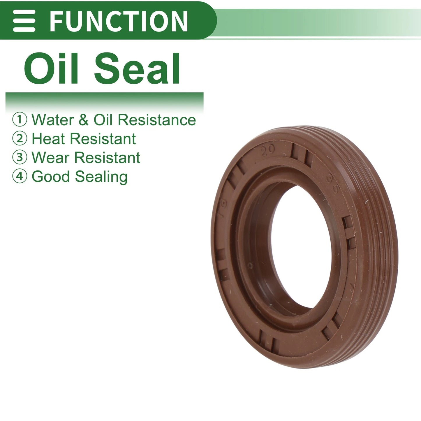 Oil Seal / 20x35x7mm / FKM Rubber High-Pressure Brown 5 Pcs
