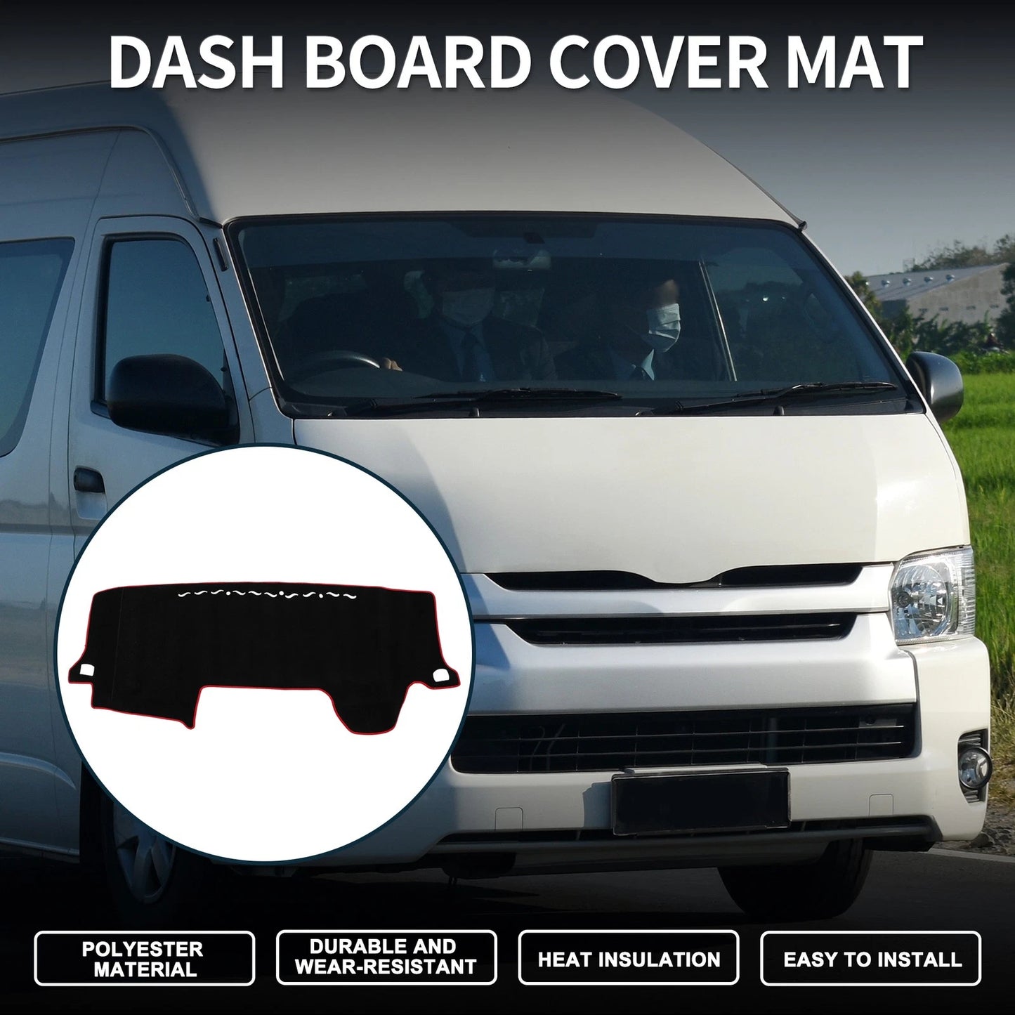 Dashboard Cover Mat for Toyota Hiace H300 Sun Protector Pad (2019-2023)