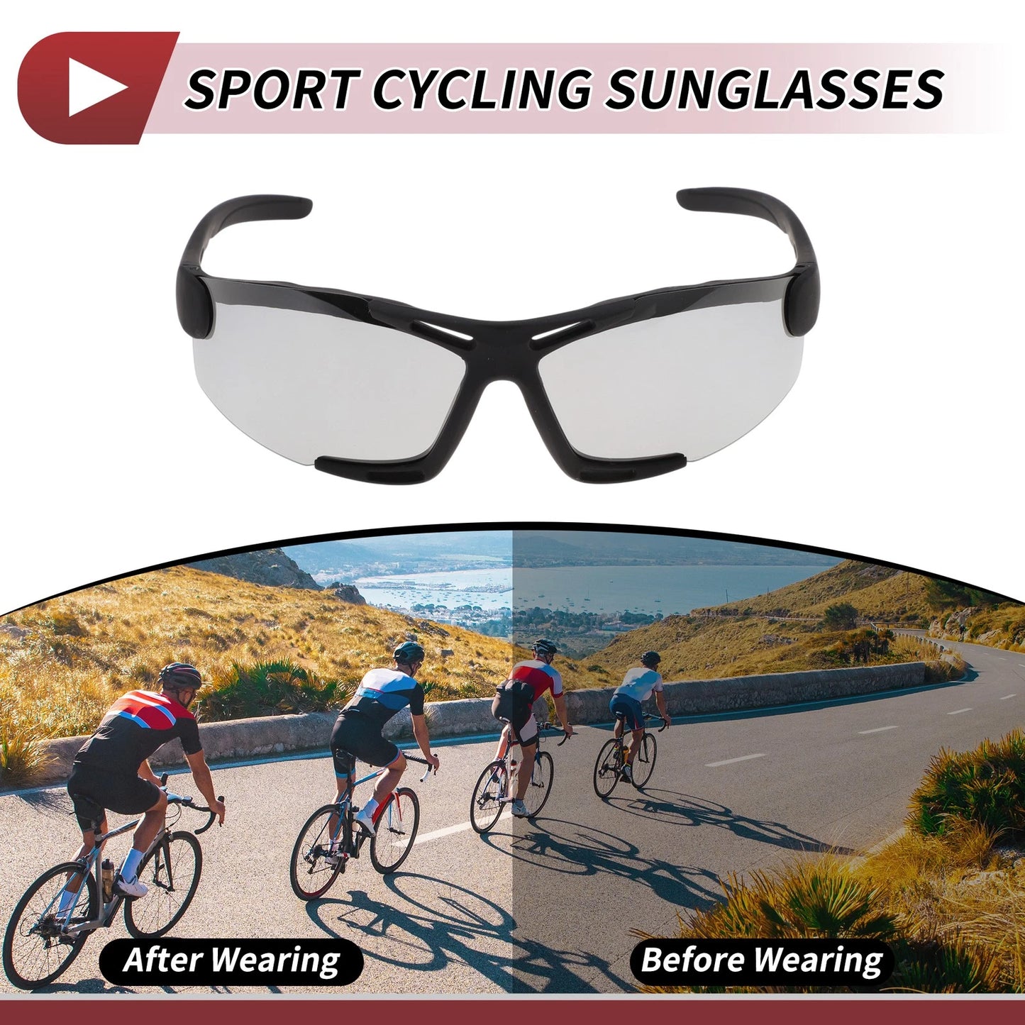 Motorcycle Riding Goggles Gray Lens Black Frame Tri-acetel Cellulose