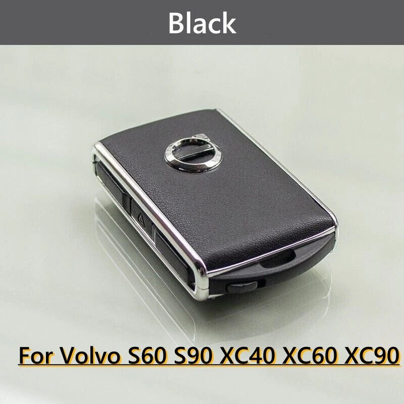 Black Leather Key Remote Case Fob Shell Cover / 1 pc for Volvo S60 XC60 XC90