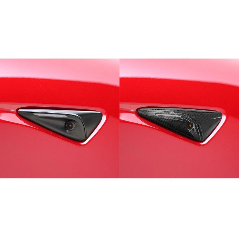 Gloss Dry Carbon Fiber Side Camera Cover Trim for Tesla Model 3/X 2023+