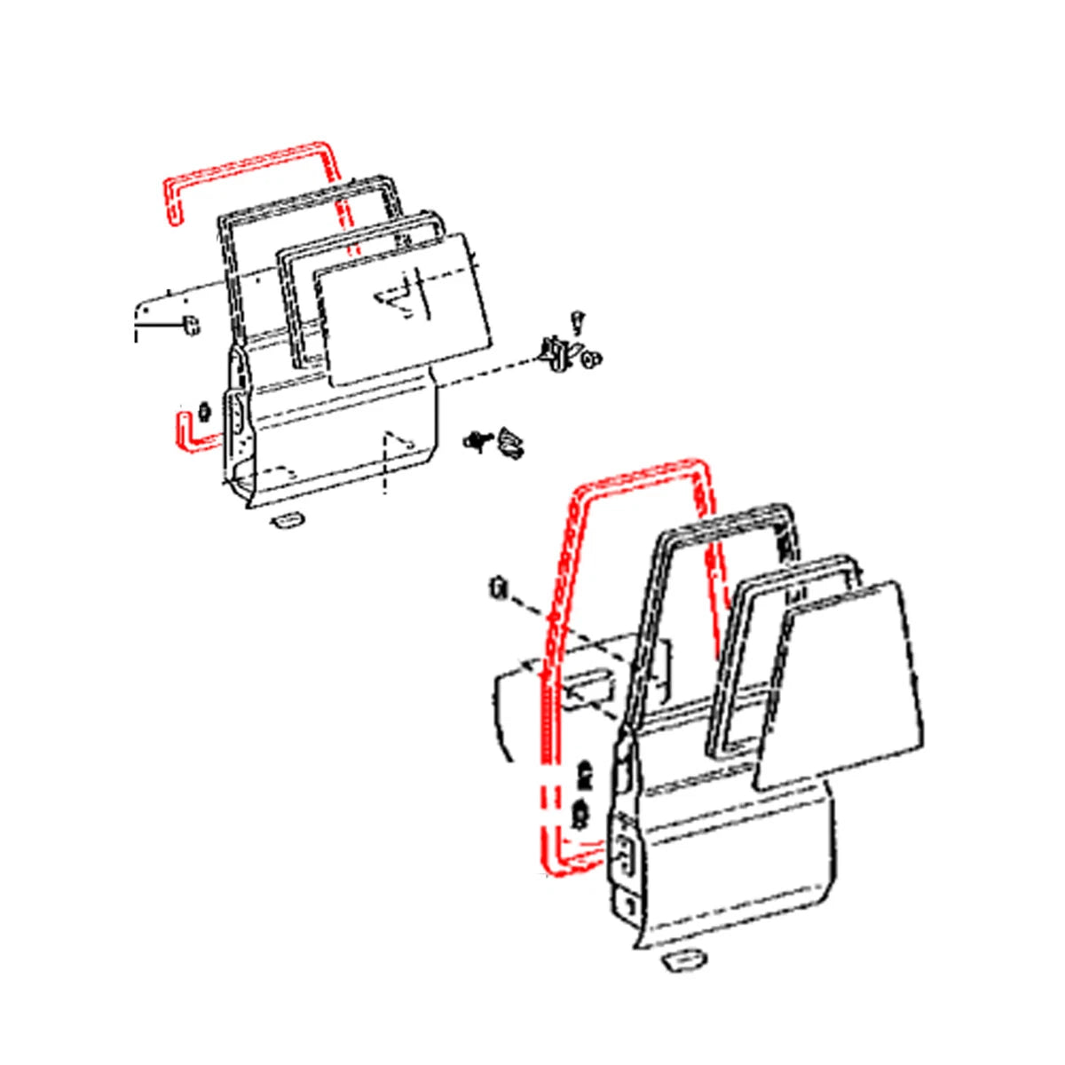 RR Door Weatherstrip Set for Toyota Land Cruiser Hardtop 1990-2021