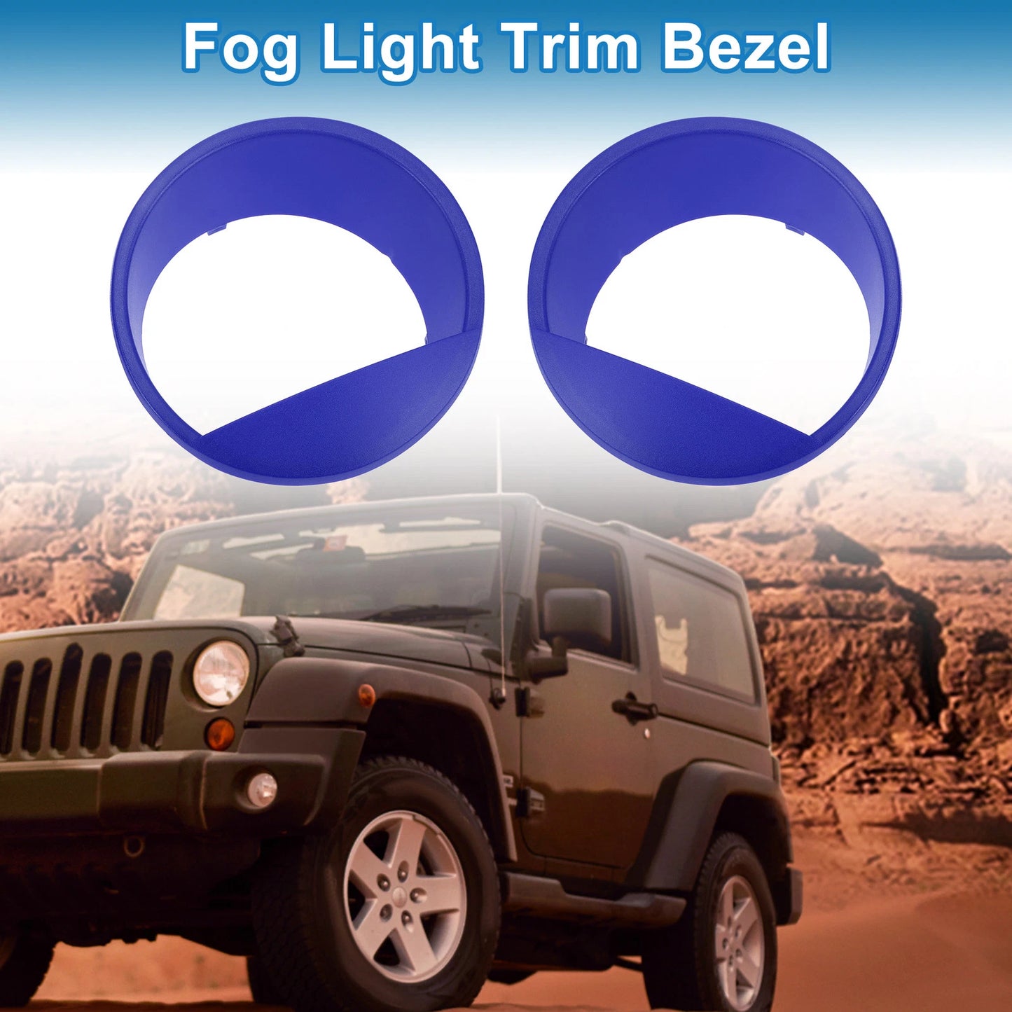 2 x Headlight Trim Bezels for Jeep Wrangler (2007-2018)