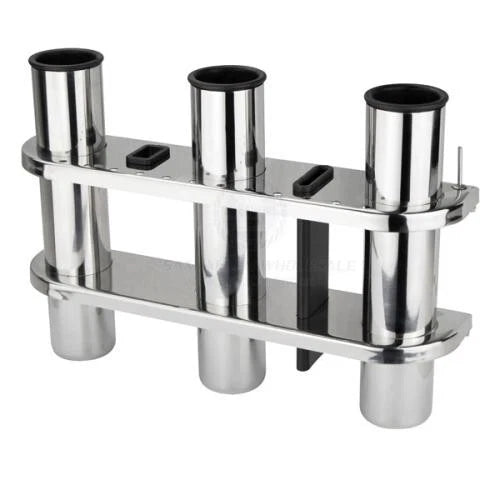 Rod Holder 3 Rods Knife Plier & Storage Shelf Stainless 343mm x 235mm x 76mm