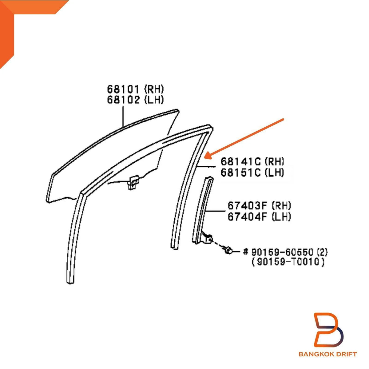 Front Left Door Glass Run Channel Seal for Toyota Corolla Altis (2001-2007)