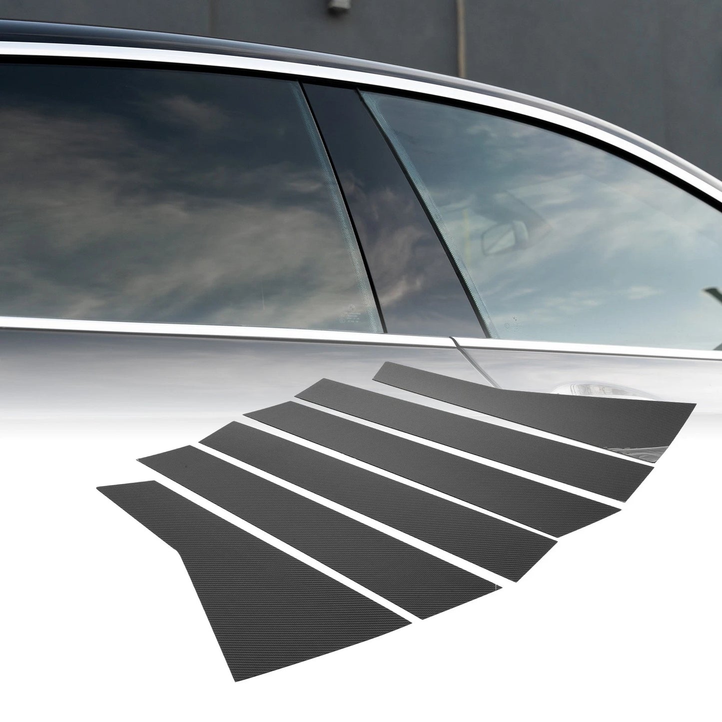 6pcs Black Carbon Fiber Car Pillar Window Trim Cover for Honda CR-V (2017-2022)
