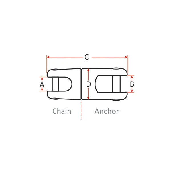 Anchor Swivel 316 Stainless Steel for 10-12mm Chain, 5000kg Break Load