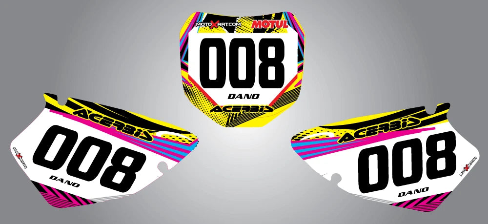 Custom Neon Style Number Plates Stickers for Yamaha YZ 250 (1996-2001)