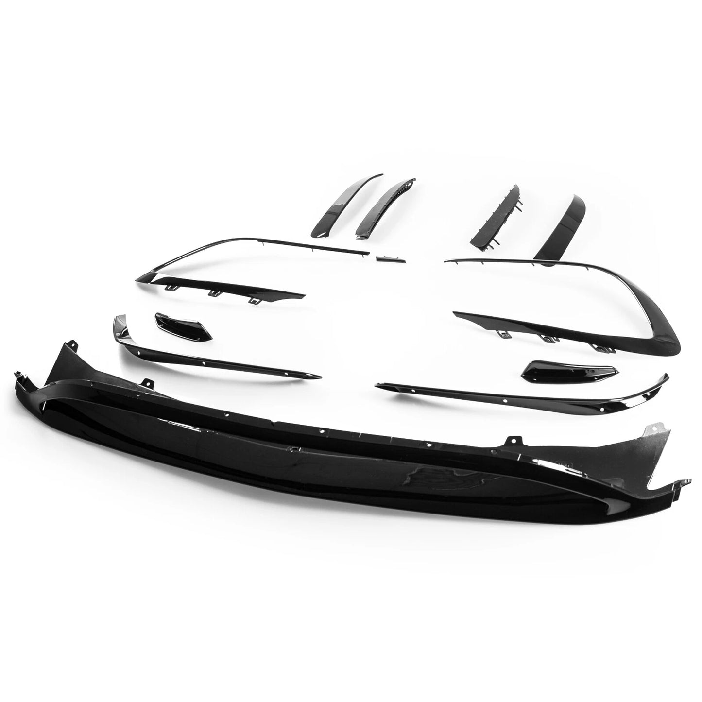 10 x Glossy Black A Style Bumper Flap Spoilers for Mercedes Benz W117 (2017-)