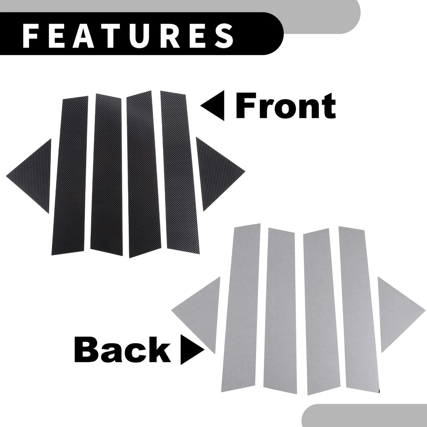 6pcs Car Pillar Window Trim Covers for Dodge Magnum (2005-2008) Black Carbon Fiber