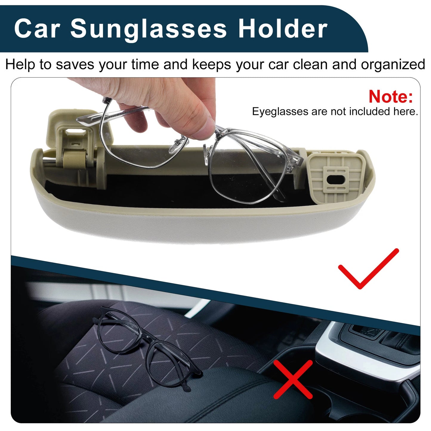 Sunglasses Case for Ford Everest Eyeglasses Holder Storage Box Beige (2015-2021)