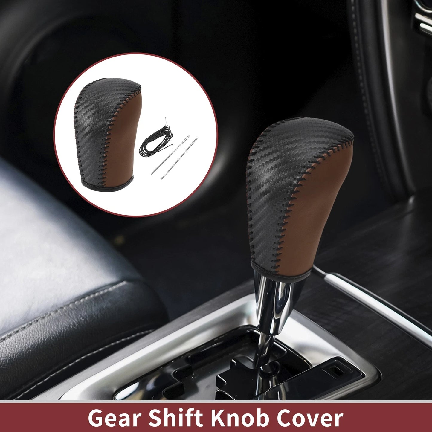 Car Gear Shift Knob Cover for Subaru Forester (2006-2012) - Brown Faux Leather